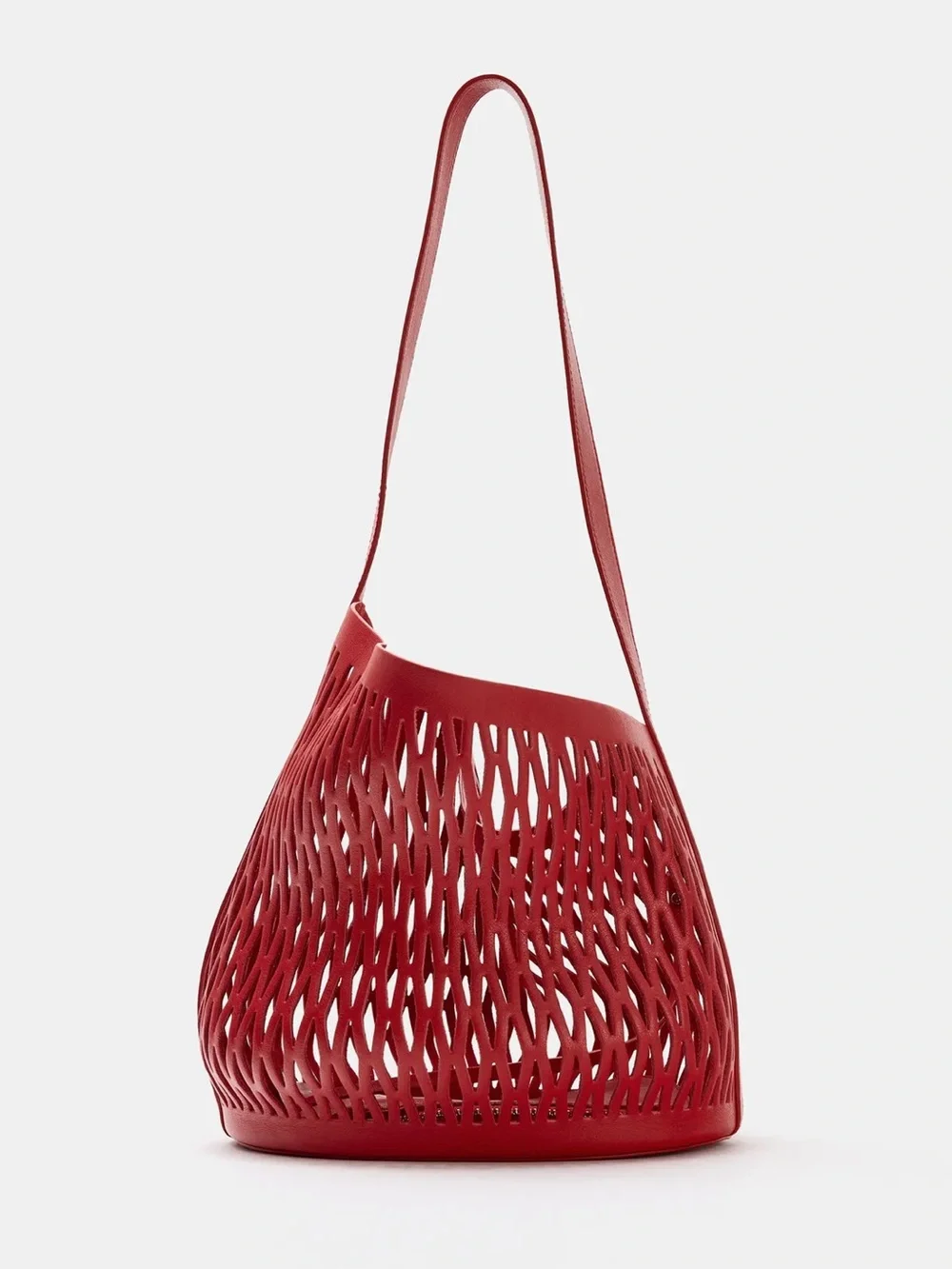 Zara Red Die Cut Leather Bag
